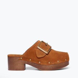 Freda Salvador Jazz Buckle Clogs Bronze Suede